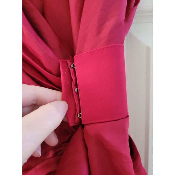 ALL SAINTS Womens Cocktail Red faux wrap dress Size 4 Holiday Christmas Event - Picture 3 of 8